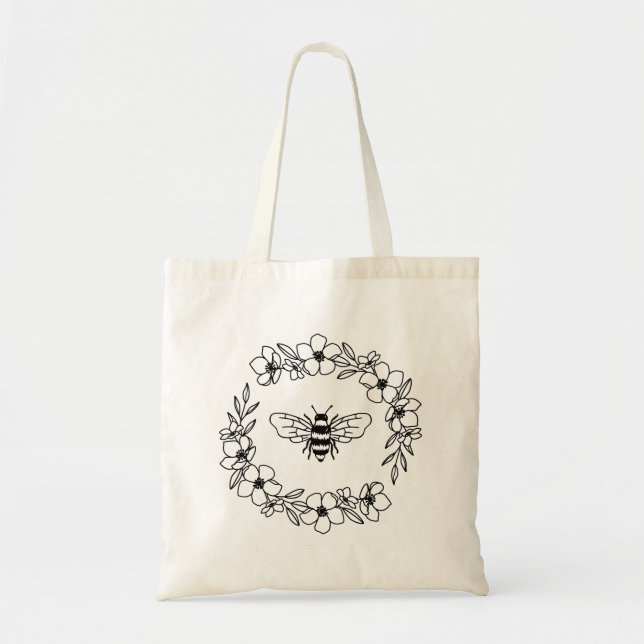 Blossom Bee Wreath Tote Bag (Front)