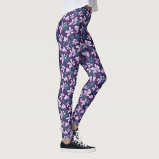 Blossom Bliss on Dark Purple Leggings