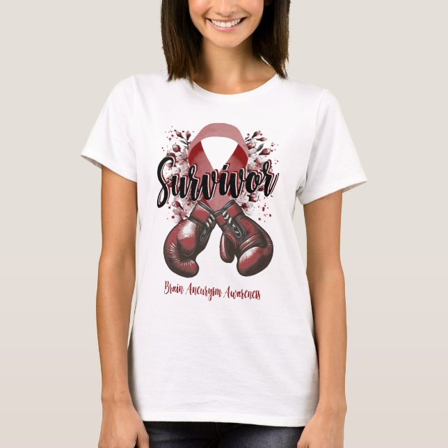 Blossom Brain Aneurysm Warrior Survivor T-Shirt (Front)