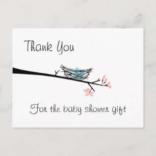 Blossom Branch and Nest Thank You Postcard