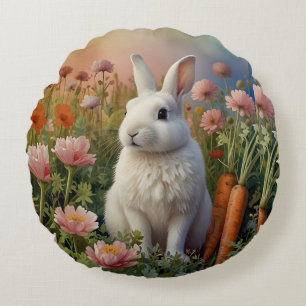 Blossom Bunny & Carottes Patch Coussin rond