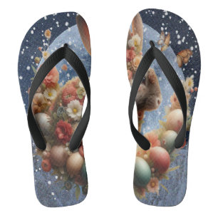 Blossom Bunny Easter  Flip Flops