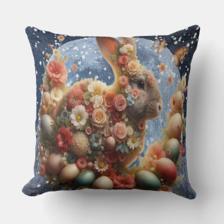 Blossom Bunny Easter  Throw Pillow
