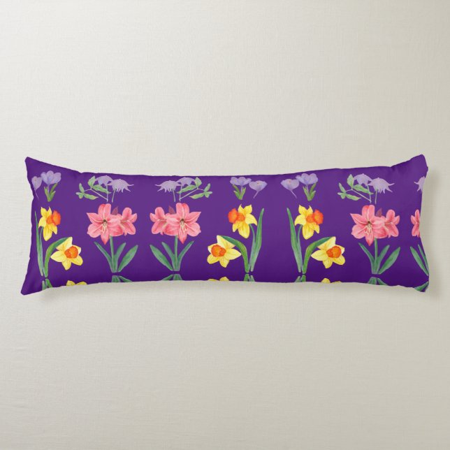 Blossom Comfort: Floral Design Body Pillow (Front)