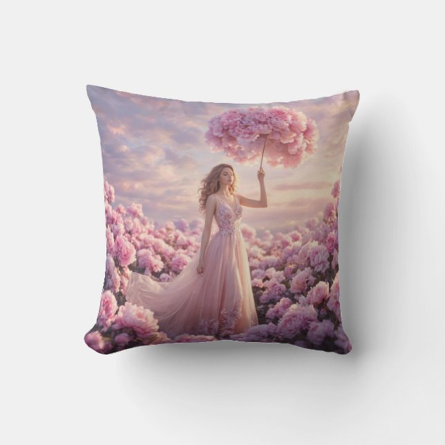 Blossom Dreamscape Throw Pillow (Front)