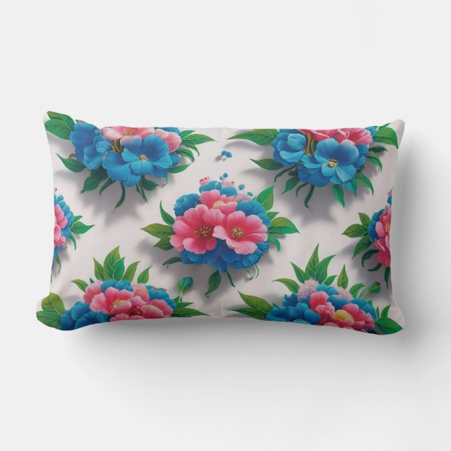 Blossom Elegance: A Chic Floral Pattern Lumbar Pillow (Front)