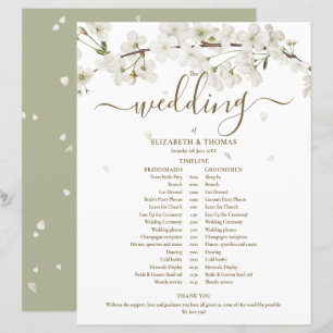 Blossom Floral Script Wedding Schedule Timeline
