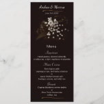 Blossom Flowers Vignette Wedding Menu Card<br><div class="desc">Rich monochrome dark sepia brown and creamy white,  this design features delicate blossom flowers in a soft vignette on a dark brown background. Modern and elegant with an understated flavour,  this floral design,  which began with my own photography,  is extremely lovely and versatile.</div>