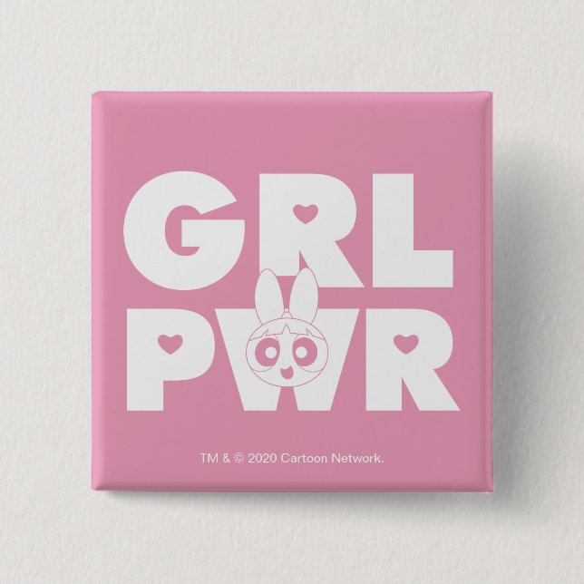 Blossom: Girl Power 2 Inch Square Button (Front)