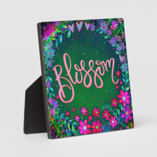 Blossom Green Pink Floral Fun Inspiring Easel Plaque