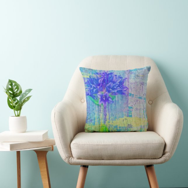 Blossom in Blue Violet Throw Pillow (Chair)