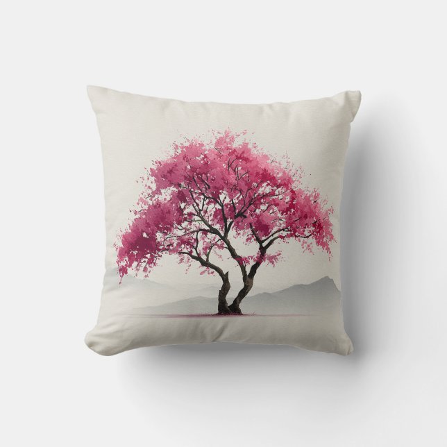Blossom in Stillness Throw Pillow (Front)