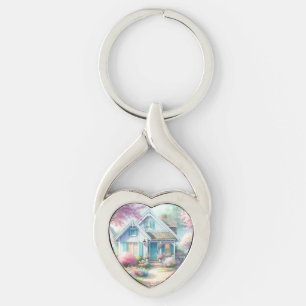 Blossom Lane Blue Cottage Garden Keychain