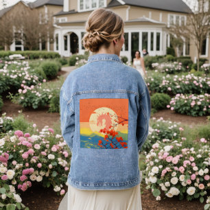 BLOSSOM NATURE MOUNTAIN DRAGON  DENIM JACKET