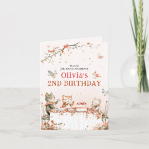 Blossom Party with Cats Folded Invitation