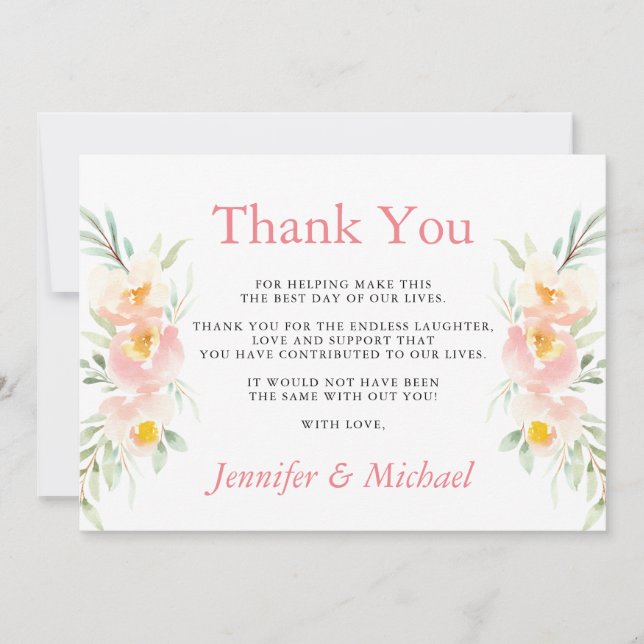 Blossom Peach Mariage Merci Cartes (Devant)
