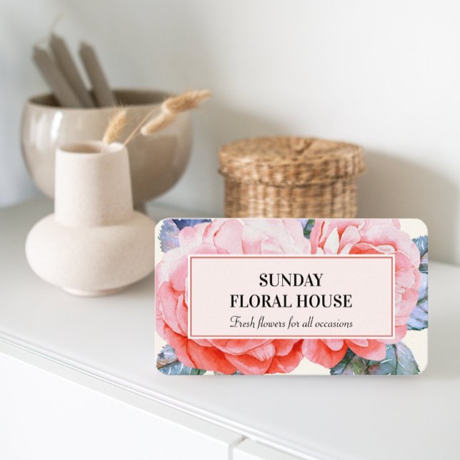 Blossom Peony Watercolor Flower Feminine  Business Card (Creator Uploaded)