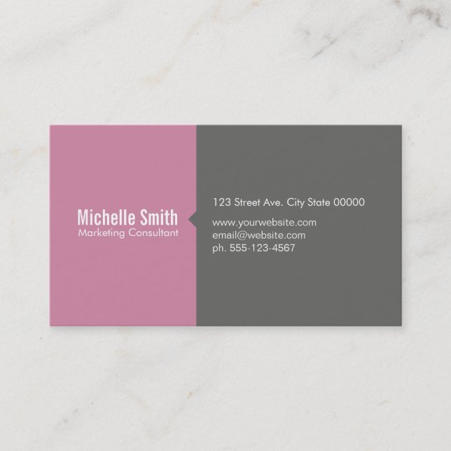 Blossom Pink & Grey Business Card (Front)