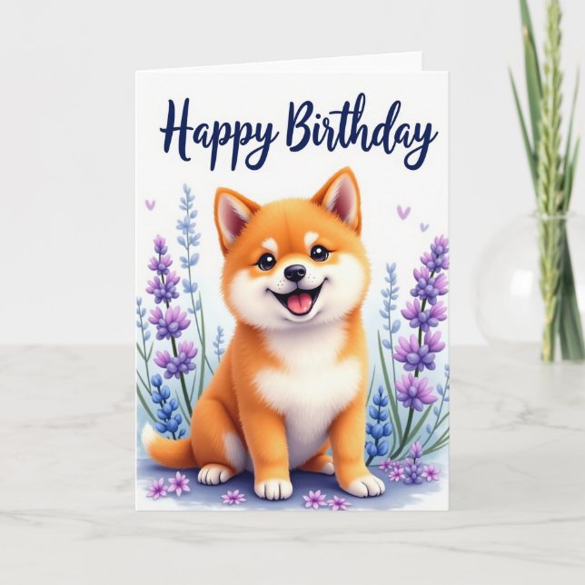 Blossom Pup Birthday Card (Front)