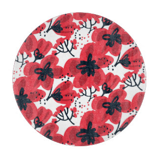 Blossom Red: Abstract Hand-Drawn Pattern. Cutting Board