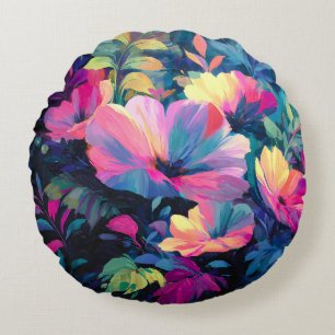 Blossom Rush Spring Floral Garden Round Pillow
