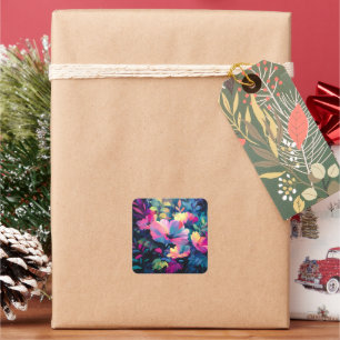 Blossom Rush Spring Floral Garden Square Sticker