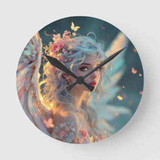 Blossom Seraph – Angel of Spring Grace Round Clock