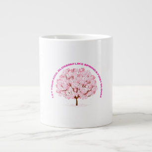 Blossom Serenity Pink Floral Tree Art Large Coffee Mug