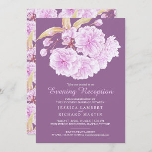 Blossom spring dark purple evening reception invitation