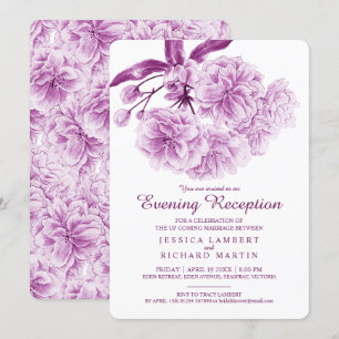 Blossom spring purple dusk evening reception invitation