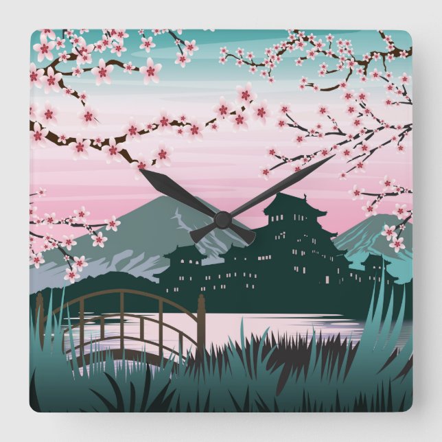 Blossom Square Wall Clock (Front)