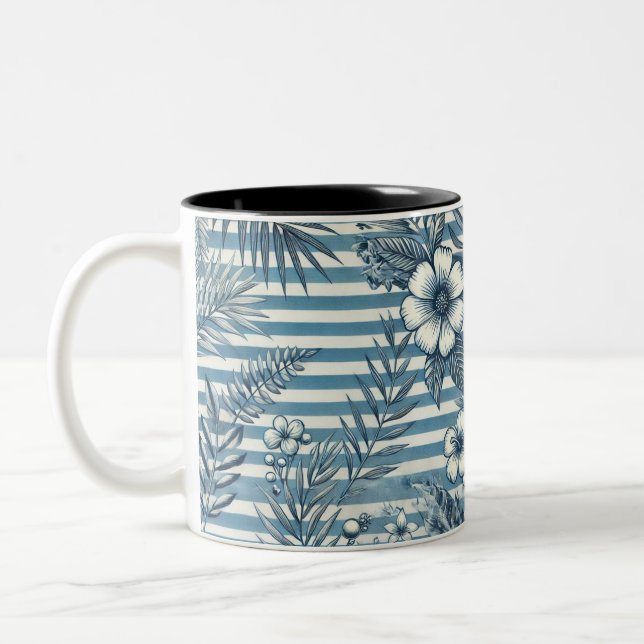 Blossom Stripes Design Coffee Mug (Left)