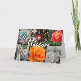 “Blossom” summer cacti & roses photo blank inside Card