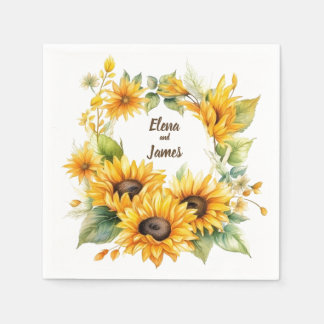 Blossom Sunflowers: Personalized Wedding Napkins
