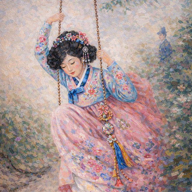 Blossom Swing – A Dream of Spring in Hanbok Notebo Notebook (Creator Uploaded)