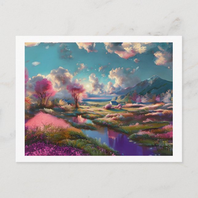 Blossom Trees in Landscape,  Postcard (Front)