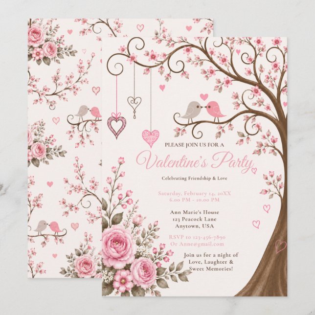 Blossom Valentine’s Party Invitation (Front/Back)