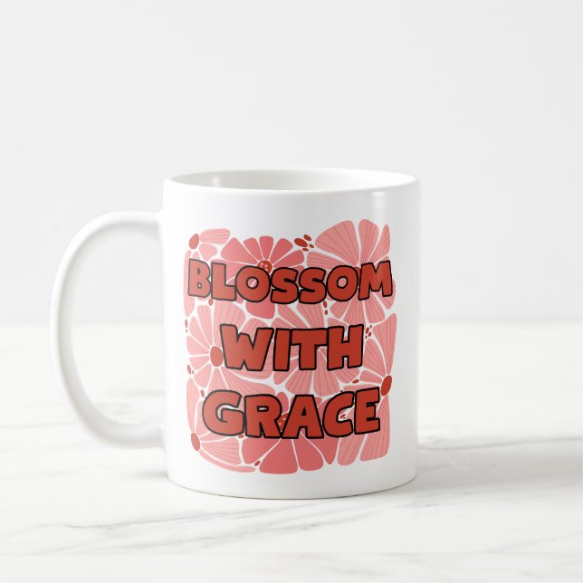 blossom with grace pink wildflower coffee mug (Left)