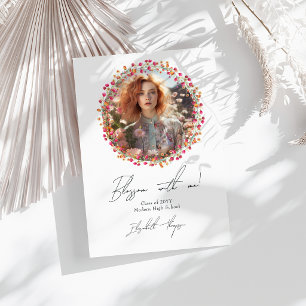 Blossom with Me Wildflower Graduation Photo Announcement