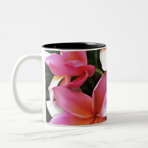 Blossom Wreath Of Pale Pink Frangipani Two-Tone Coffee Mug