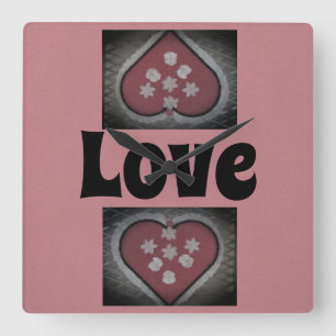 Blossomed Hearts Square Wall Clock