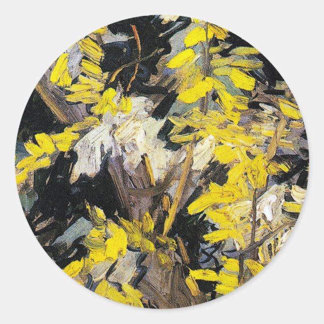 Blossoming Acacia Branches (1890) Vincent Van Gogh Classic Round Sticker (Front)