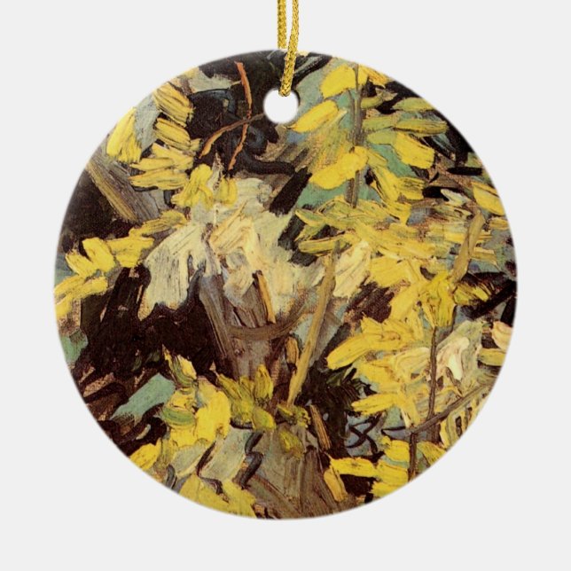 Blossoming Acacia Branches by Vincent van Gogh Ceramic Ornament (Front)