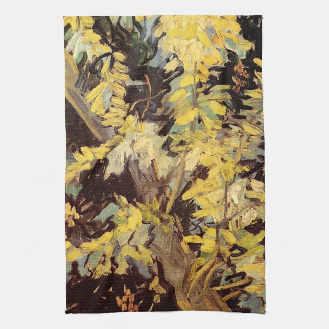Blossoming Acacia Branches by Vincent van Gogh Kitchen Towel (Vertical)