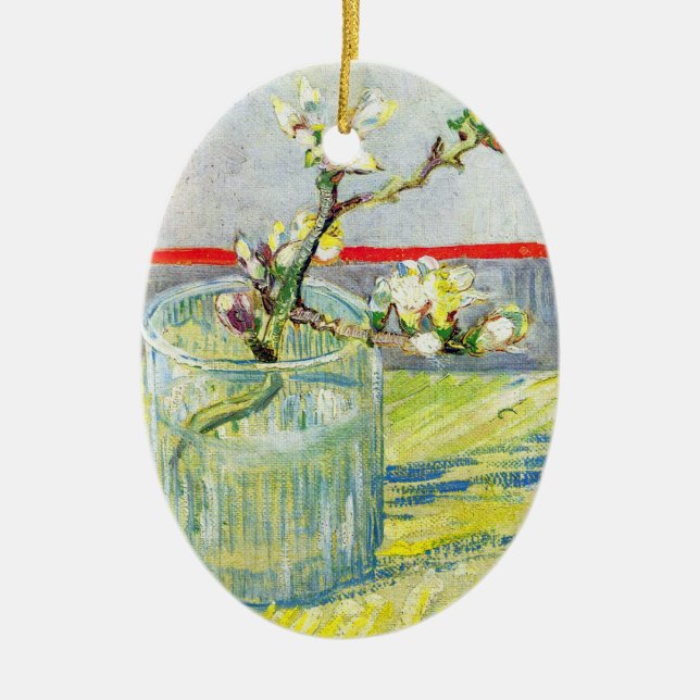 Blossoming Almond Branch by Vincent van Gogh Ceramic Ornament (Front)