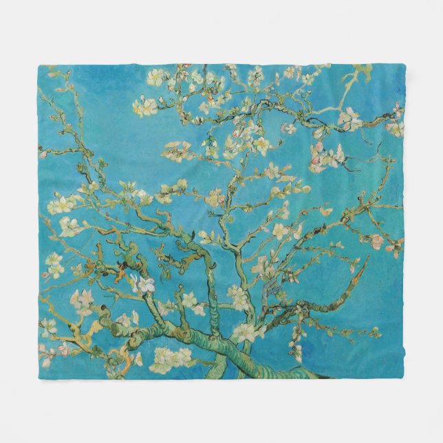 Blossoming Almond Tree by Van Gogh Fleece Blanket (Front (Horizontal))