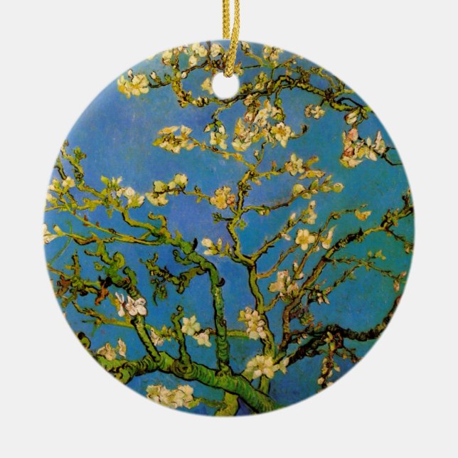 Blossoming Almond Tree by Vincent van Gogh Ceramic Ornament (Front)
