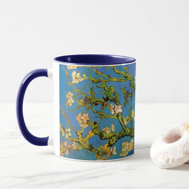 Blossoming Almond Tree by Vincent van Gogh Mug (With Donut)