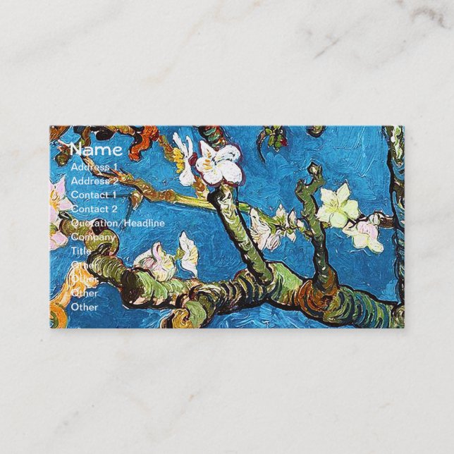 Blossoming Almond Tree Van Gogh Fine Art Business Card (Front)