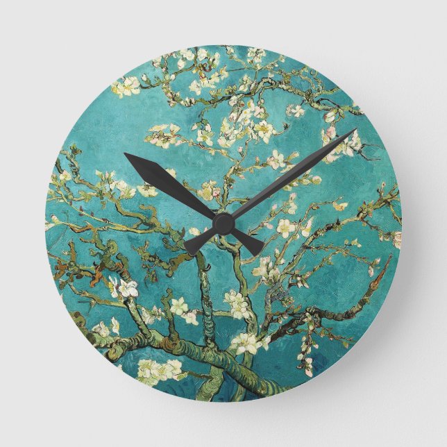 Blossoming Almond Tree Vincent Van Gogh Round Clock (Front)
